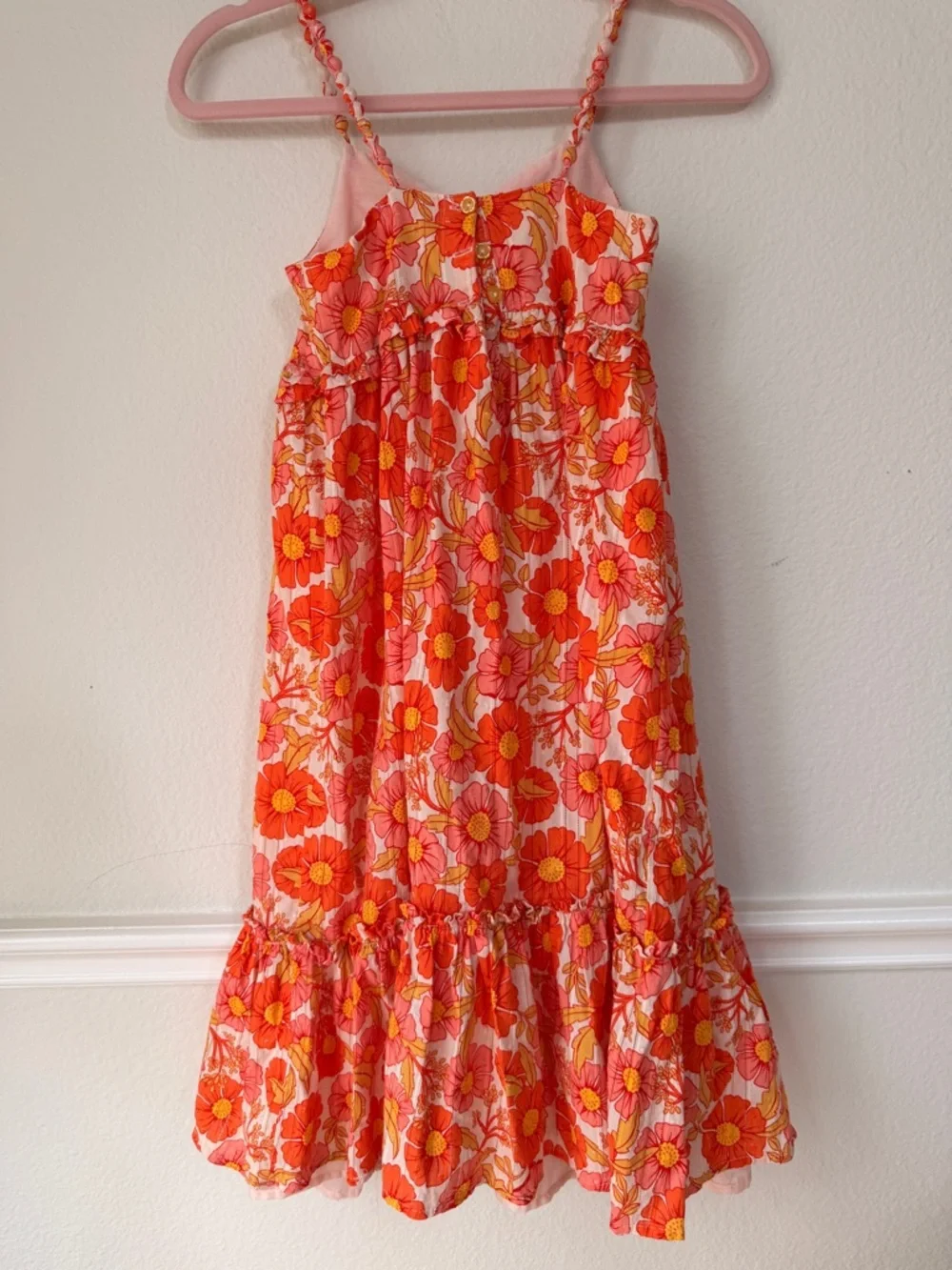 Isaac‎ Mizrahi Girls Floral Dress Size 10 Orange Pink Summer Spring Sundress